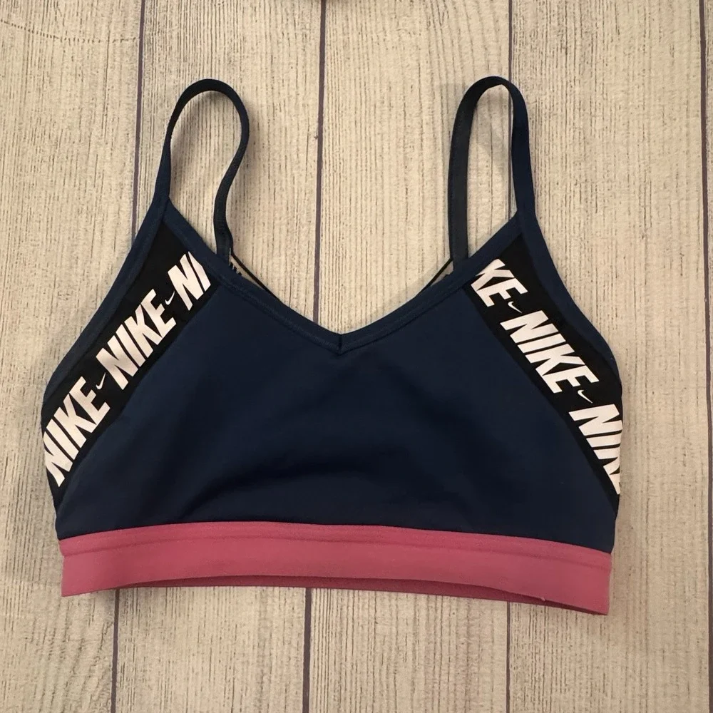 Nike Women's Indy Low-Back Light-Support Sports Bra Blue Pink Medium Activewear